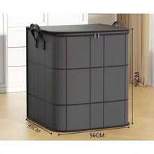Black Foldable Wardrobe Storage Box, Stackable Large Capacity Storage Bin, Space-Saving Blanket Storage Box, Thick Moving Packing Bag, Foldable Clothes & Bedding Storage Bag With Dual Zippers And Handles, Suitable For Moving, Travel, Storage Basket And Under Bed - Grey - View 9
