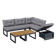 Multi-Purpose Garden Furniture Set With 3-Position Adjustable Backrest And Reclining Function, Thick Comfort Cushions, Storage Space And Weatherproof Polyester Cover – For Patio, Balcony And Garden. Dark Grey. - Dark Grey - View 7