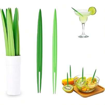 10 piezas Nuevos Palillos para Frutas con Forma de Hoja de Bambú y Hoja de Árbol, Suministros de Cocina
