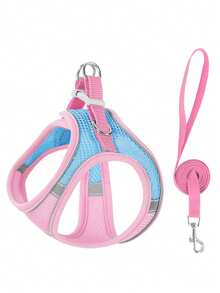 Reflective Vest-Style Dog Leash For Kittens, Small Dogs & Cats, Chest Harness Leash To Prevent Pulling, Escape-Proof For Small Pets - Multicolor - View 13