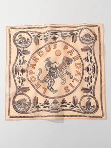 1件装女士时尚西部老虎、仙人掌、骷髅印花围巾，多功能头巾，适合日常佩戴 - 彩色 - 查看 6