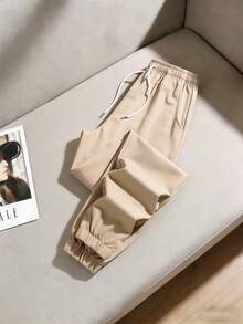 Versatile Casual Sports Pants, Comfortable & Slimming, Suitable For Outdoor, Jogging, Autumn/Spring - Khaki - View 2