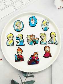 10PCS/20PCS Frozen PVC Soft Rubber Shoes Buckle Cartoon Anime Figure Anna Fine Decoration Article Shoe Flower Applique Slippers Shoe Charms Shoe Accessories Charm - Multicolor - View 4