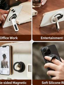 1 pieza Soporte magnético giratorio de 360° para teléfono con anillo para el dedo, soporte de escritorio plegable y portátil para teléfono, soporte ajustable compatible con todos los teléfonos inteligentes - Multicolor - Ver 7