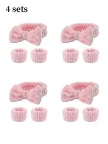 1 Bộ, 4 món gồm băng đô SPA, băng đeo cổ tay, dây buộc tóc khi rửa mặt, khăn che tay áo, khăn quấn cổ tay, băng đô, băng đeo cổ tay khi rửa mặt, dành cho phụ nữ và bé gái để ngăn chất lỏng chảy xuống tay khi trang điểm. - Nhiều màu - Xem 8