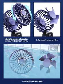 1pc Ultra-Portable Mini Handheld Electric Fan, USB Rechargeable Portable Fan, 5 Wind Speeds, Digital Display, Neck Strap, Foldable Desk Fan With Stand, Suitable For Summer Office, Beach, Dorm, Outdoor, Travel, Camping, School, Room Decor 800mAh - Multicolor - View 5