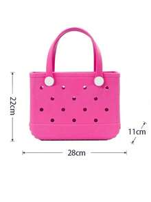 1pc Large Capacity Practical EVA Beach Tote Bag, EVA Women's Beach Handbag With Breathable Holes - Lightweight Durable Solid Color Open Design, Large Waterproof Washable Sturdy Open Tote Bag, Suitable For Beach, Pool, Sports, Pool Side, Shopping And Picnic - Fashionable Holiday Accessory, Beach Bag, Holiday, Casual Outing, Festival Gift, Leisure Use, Stylish Tote Bag | Vibrant Tote Bag | Durable Tote Bag, Cute Tote Bag, Christmas Gift, Shopping, Swimming, Work, Travel - Multicolor - View 3