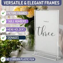 Khung ảnh acrylic màu bạc 5x7 inch, khung ảnh hai mặt màu bạc 5x7 inch dùng làm giá đỡ thực đơn, giá đỡ số bàn tiệc cưới, khung ảnh Giáng sinh kèm miếng dán có thể tháo rời - 3 gói - T-Bạc - Xem 9
