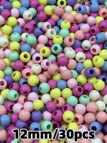 50pcs Large Hole Solid Color Acrylic Beads - DIY Round Beads Suitable For Bracelets, Necklaces, Phone Straps, Pendants, Tassels, Dreamcatchers, Jewelry Making - Color Mixing - View 9