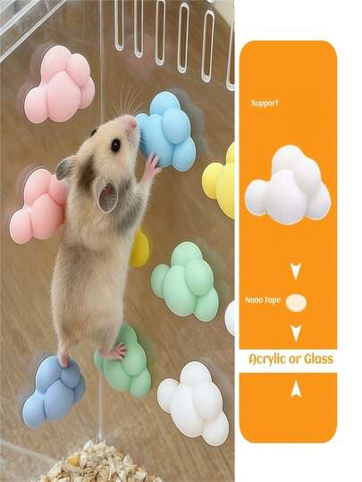 Bộ 12 vật trang trí hình đám mây rực rỡ dành cho lồng chuột hamster, có bệ leo trèo và thang. Lý tưởng cho chuột hamster, thằn lằn, nhện và các động vật nhỏ khác.