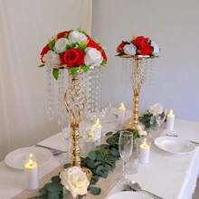 1/6/8/10件組 歐式金色水晶花架套組，婚禮桌面花卉裝飾，奢華蠟燭台，飯店派對裝飾 - 查看 7