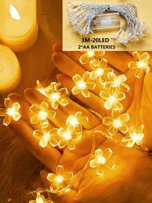 1件 1.5/3/6米 LED櫻花串燈 - 電池供電，適用於臥室牆面裝飾、戶外露營帳篷裝飾、婚禮桌面裝飾、女性生日派對裝飾、家居裝飾、戶外花園裝飾花卉串燈 - 電池款櫻花 - 查看 14