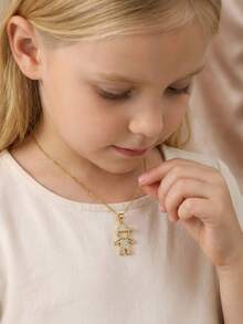 1pc Personalized Design Gold-Plated Copper Cubic Zirconia Baseball Cap Pendant Necklace, Party Decor Accessory Gift For Family, Friends, Daily, Travel - Gold - View 1