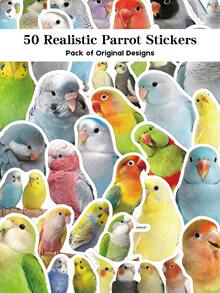 YWWBLD 50pcs Realistic Parrot Stickers For Laptop, Suitcase, Scrapbook, Storage Box, Decorative DIY, Graffiti Stickers - Multicolor - View 9