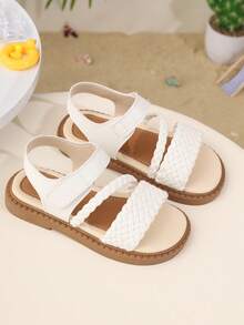 New Princess Style Children's Sandals, Girls' Flat Thick Bottom Open Toe Comfortable Casual Sandals, Suitable For Toddlers And Big Kids - White - View 7