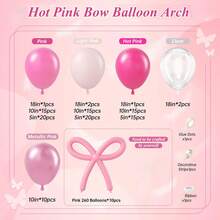 129pcs Bow Hot Pink Balloon Arch Kit, Hot Pink Light Pink Metallic Pink Balloon 18inch Clear Balloons Pink 260 Balloons For Pink Bow Coquette Birthday Decorations Babyshower Party Decorations - View 2