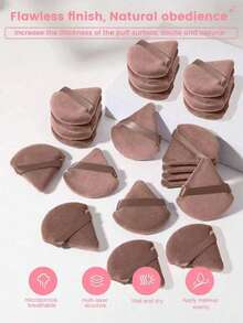 50/20/10/5/1 Pc Triangle Powder Puff Reusable Multi-Functional Makeup Tool For Liquid Foundation, Isolation Cream, BB Cream, Sunscreen, Air Cushion, Blush, Etc. Perfect Replacement For Your Brushes, Free Your Hands Essential For Travel And Home - Brown - View 2