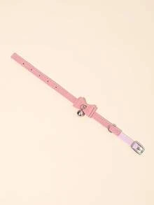 Heart-Shaped Rhinestone Bell Necklace, Heart-Shaped Diamond Decor Dog Collar With Adjustable Metal Buckle And Bell, Suitable For Small Cats And Dogs, Cat And Dog Birthday Gift - Pink - View 6