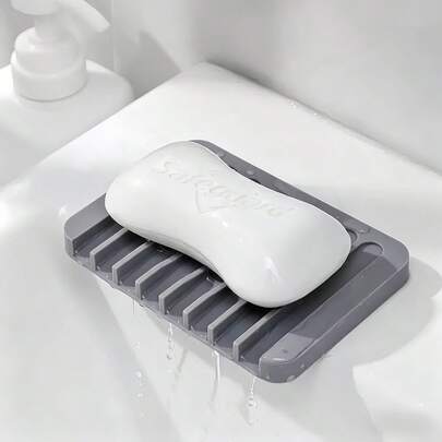 1pc Silicone Waterfall Soap Dish Holder, Suitable For Shower, Bathroom, Kitchen Sink, Countertop, Flexible Silicone, Keeps Soap Bar Dry And Easy To Clean