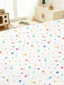 1 pieza Sábana de cama para bebé con patrón de triángulo de meteoro de dibujos animados, estilo refrescante y curativo, 110g de sábana de poliéster con elástico y borde envolvente, antideslizante y no deslizante, resistente al desgaste y a las arrugas, adecuada para todas las estaciones del sueño de la cama del bebé - Multicolor - Ver 2