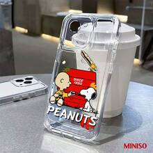 名创优品史努比和查理·布朗透明TPU手机壳，适用于iPhone 17/17 Pro/17 Pro Max/17 Air/16/15/14/13/12/11/X系列，iPhone 17 Pro Max手机壳，iPhone 17 Pro手机壳，iPhone 17手机壳，圣诞礼物，女朋友 - 無色 - 查看 7