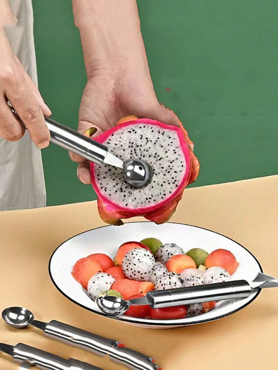 Stainless Steel Double-Headed Melon Baller Fruit Scoop Carving Knife For Commercial Kitchen And Home Use - Multicolor - View 1