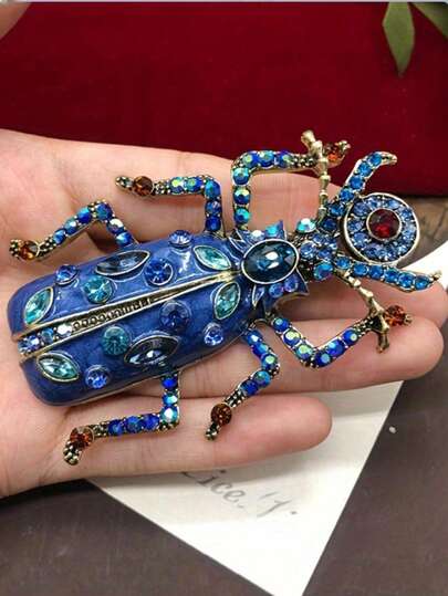 One Women's Rhinestone Scarab Brooch, An Insect Brooch, Suitable For Bags, Sweaters, Coats, Hats, Shoes, Dresses, And Suits.
