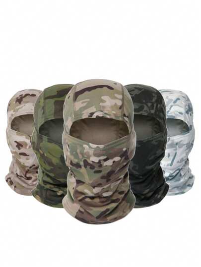 2pcs Camouflage Ski Mask, Unisex, Warm Balaclava, Sun Protection Face Cover, Lightweight UV-Resistant Mask, Suitable For Motorcycling And Skiing