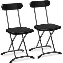 Folding Chair, 400lbs Plastic Chairs Set With Steel Frame & Ergonomic Curved Back, Indoor & Outdoor Commercial Event Seat For Meeting, Wedding, Stackable Lightweight Folding Chairs (2, Black) - 黑色 - 查看 7