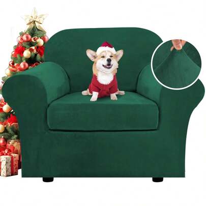 2/3/4PCS Velvet Sofa Cover, Pet Proof Stretch Sectional Couch Covers With Non-Slip Backing, Waterproof Washable Furniture Protector For Sectional, Loveseat & Small Couch, Sofa Covers For 3 Cushion Couch Cozy Christmas Home Decor For Living Room