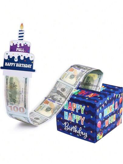 1 bộ hộp đựng tiền mừng sinh nhật, hộp quà bất ngờ đựng tiền, hộp đựng tiền kèm thiệp chúc mừng sinh nhật và 50 túi trong suốt, ý tưởng quà tặng tiền bạc.