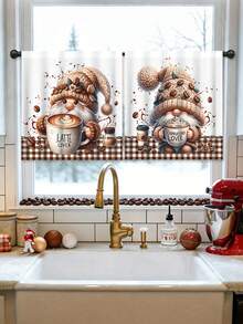2pcs Coffee Dwarf Printed Curtains, Hanging Curtains, Coffee Dwarf Theme Curtain Valances, Decorative Background Cloth, Backdrop, Babe Shower Decoration, Birthday Decorations, Birthday Party Supplies, Birthday Gifts, Party Favors, Home Decoration, Room Decoration, Living Room Decoration, Bathroom Curtains, Office Decoration - Coffee Dwarf Print - View 7