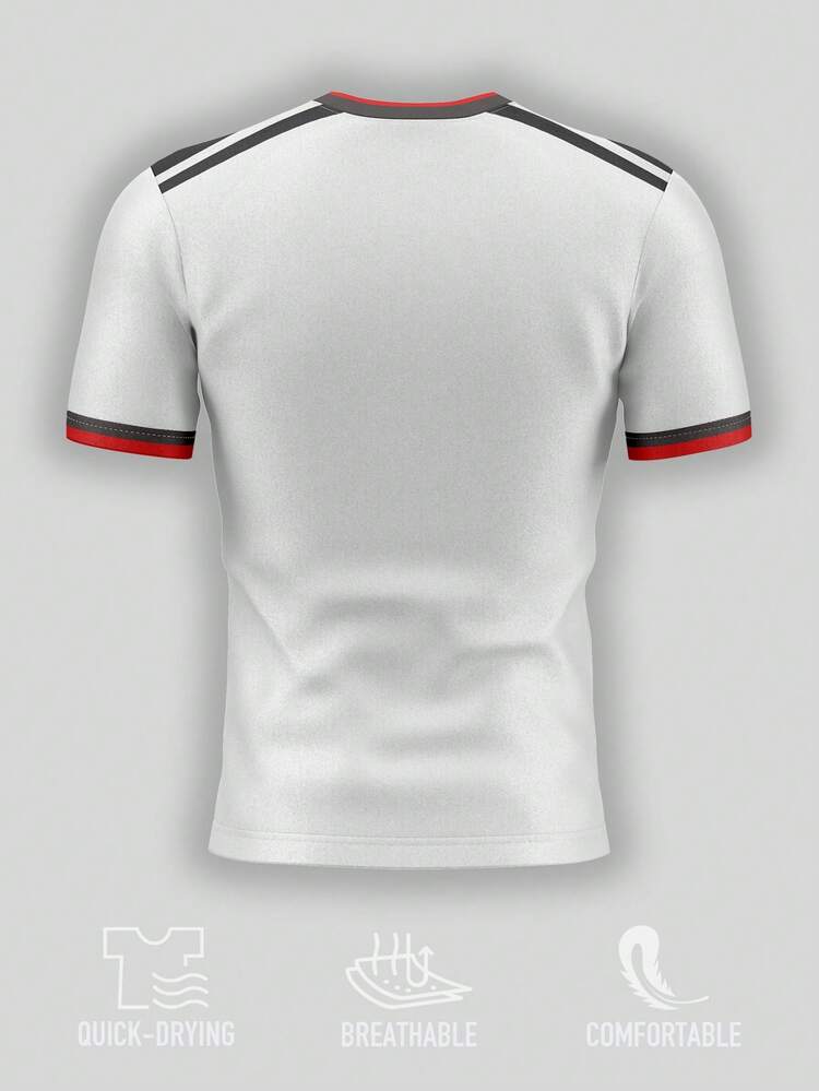1pc Customized Germany Football Jersey :Customizable For Fan Clubs | Personalize Name&Stripes . Sports - White - View 3