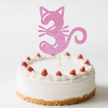 1-4 Years Old Birthday Cat Theme Cake Topper - Bamboo Pet Friendly Decor, Pink/Black Cat Silhouette, Suitable For Pet Parties, Cat Themed Celebrations, And Adorable Age Marking Cake Decorations - View 19