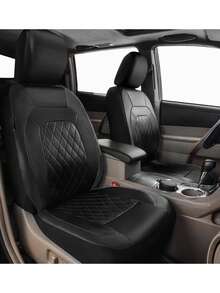 4/9pcs PU Leather Car Seat Covers, Waterproof Seat Protectors, Breathable Seat Covers, Universal Fit For Most Sedans, SUVs, Trucks, Luxury Ventilated Front Seat Covers With Lumbar Support, Rear Seat Covers. 9pcs Set Includes: 2 Front Seat Covers, 1 Backrest Cover, 1 Rear Seat Cover, 5 Headrest Covers. 4pcs Set Includes: 2 Front Seat Covers, 2 Headrest Covers. - Style B - View 4