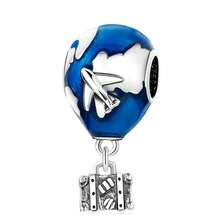1 pieza Cuenta de encanto de esmalte azul apta para pulsera europea original, regalo de joyería DIY para mujeres - Azul - Ver 6
