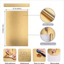 1 Roll Self-Adhesive Vinyl Wallpaper, Easy To Tear And Apply Kitchen, Bedroom Or Living Room Backsplash - Pattern Matching, Removable, Durable, Gold/Silver - Solid Color - View 7