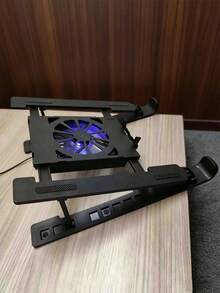黑色筆記本電腦散熱支架，具備高效溫度控制、輕巧便攜與時尚外觀，採用耐用 ABS 材質，適用 13-17.3 吋電競與辦公筆電，學生與玩家必備 - 黑色 - 查看 3