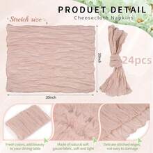 6/12/24pcs Cream Balinese Cheesecloth Napkins Decor, Suitable For Outdoor Events Such As Weddings, Bridal And Baby Showers, Birthday Parties, Mother's Day, Home Decor, Family Gatherings, Banquets, Receptions, Buffets, Picnics And Various Theme Parties. - Multicolor - View 26