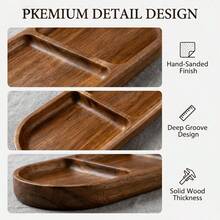 1/2pcs Cheese Board, Acacia Wood Serving Tray, Oblong Wooden Platter, Appetizer Holder, Snack Dish, Candy Plate, Milk And Coffee Tray, Home Serving Tray, Suitable For Cheese, Fruits, Desserts, Cakes, Coffee, Tea, Bread, Breakfast, Kitchen Use - View 8
