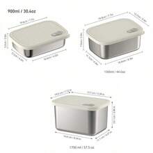 304 Stainless Steel Food Container, Stackable Refrigerator Sealed Fresh-Keeping Box, Fruit And Vegetable Meat Storage Box With Lid, Large Capacity Food Preservation Box, Suitable For Kitchen Food Storage And Organization - Multicolor - View 35