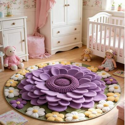 1pc Cartoon Animal Pattern Decorative Rug, Lively And Healing Style, Suitable For Kids Play Area, Bedroom, Minimalist Living Room, Round Area Rug, Decorative Carpet, Bedroom Decor, Small Rug, Carpet, Home Decor, Living Room Rug, Living Room Small Rug, Bedroom Rug, Living Room Home Decor, Outdoor Rug, Washable Rug, Suitable For Spring, Summer, Autumn And Winter