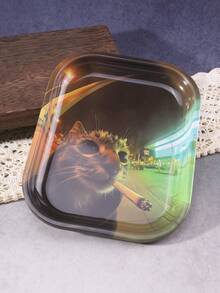 1 pieza Bandeja rodante con patrón de gato de cigarro, excelente herramienta para enrollar cigarrillos, regalo ideal para vacaciones - Estampados - Ver 2