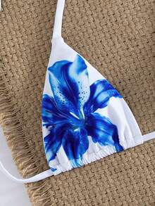Bộ đồ mùa hè mới về: Áo croptop cổ chữ V in hoa gợi cảm và quần short, set 4 món phối hợp hoàn hảo cho kỳ nghỉ biển. - Xanh và trắng - Xem 7