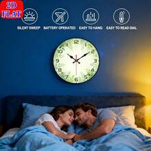 2D Flat.1pc. Forest-Themed Fresh Green Plant Watercolor Clock With Small Yellow Flowers, Silent Decorative Clock, Creative Wall Clock, Suitable For Bedroom, Living Room, Office Decoration, 10inch (AA Batteries Not Included),Mother's Day Gift,Fathers Day Gift,Wedding,Dorm Room Essentials College,House Deocr,Kitchen Essentials - A - 查看 8