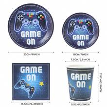 Bộ đồ dùng ăn uống dùng một lần chủ đề máy chơi game màu xanh dương, bao gồm đĩa giấy 7/9 inch, cốc giấy, khăn giấy, thích hợp cho tiệc sinh nhật, lễ hội, họp mặt, lễ kỷ niệm, đám cưới, lễ tốt nghiệp và các dịp tiệc tùng khác. - Nhiều màu - Xem 2