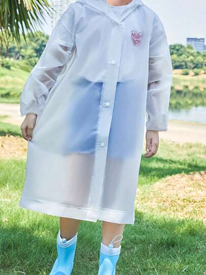 1pc Reusable EVA Raincoat With Backpack Space, Waterproof Hooded Rain Poncho For Height 120-160cm, Thickened Portable Rain Gear For Campus & Outdoor, Universal Fit,Portable Transparent Raincoat With Expandable Back For Backpack, Reusable EVA Waterproof Poncho, Small Size Hooded Rain Gear For Hiking, Camping & Back-To-School,Raincoat / Rain Jacket / Waterproof Jacket