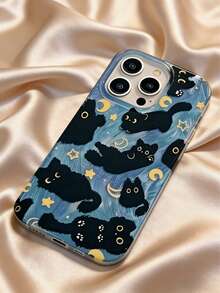 幽灵猫图案苹果手机壳，新款硬壳小众羽毛纱线手机壳，兼容苹果17 Pro Max、7P、XR、11、12、13、14、15、16 Pro Max、17 Pro Max、17 Pro Air、17以及三星Galaxy S22、S23、S24、S25 Ultra、A13、A14、A15、A16、A53、A54、A55、A56、A57、S26、S26 Ultra、S26 Plus、S26 - 彩色 - 查看 1