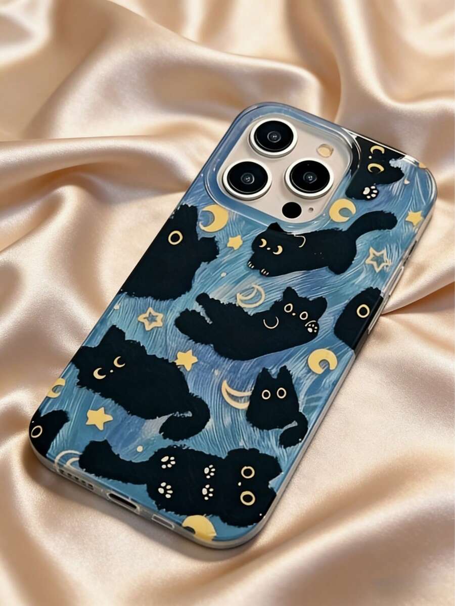 幽灵猫图案苹果手机壳，新款硬壳小众羽毛纱线手机壳，兼容苹果17 Pro Max、7P、XR、11、12、13、14、15、16 Pro Max、17 Pro Max、17 Pro Air、17以及三星Galaxy S22、S23、S24、S25 Ultra、A13、A14、A15、A16、A53、A54、A55、A56、A57、S26、S26 Ultra、S26 Plus、S26 - 彩色 - 查看 1