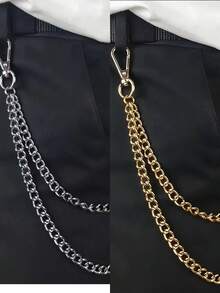 朋克风时尚双层金属裤链，百搭钥匙扣裤饰 - 雙層褲鏈 - 查看 18